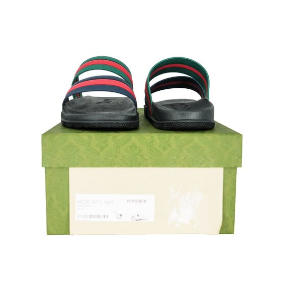 Gucci Men's Signature Web Rubber Slide Sandals - Picture 7 of 8